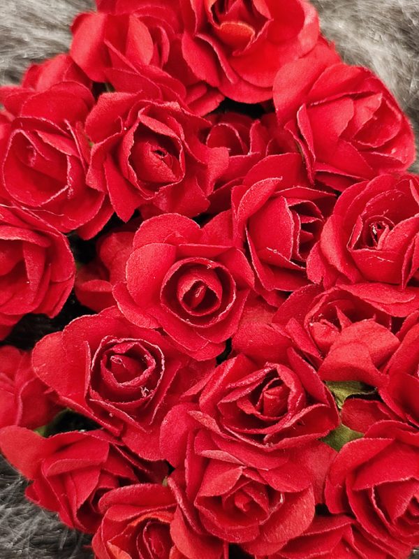 گل رز مصنوعی کاغذی قرمز - Image 3