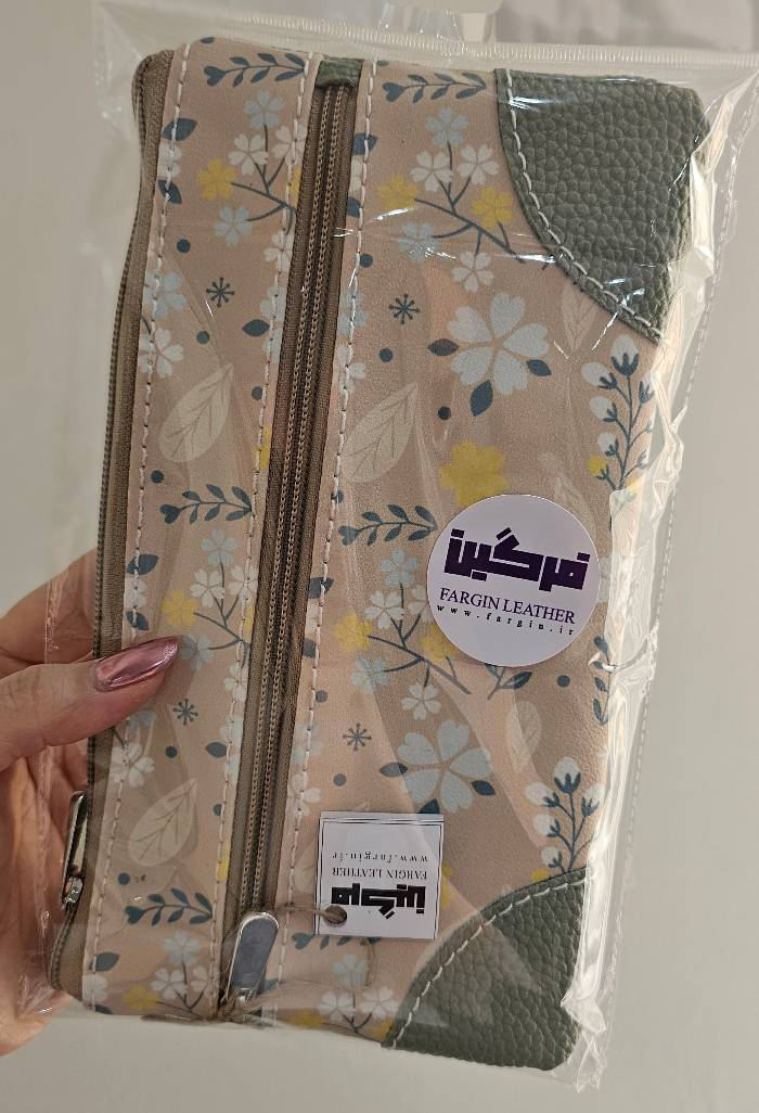کیف آرایشی چرم دستساز | طرح بهار | کد : ۲